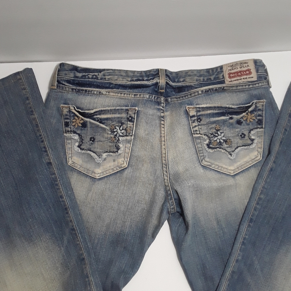 Big Star Sweet Low Bootcut Embroidered Denim Jean's Womens Size 34XL